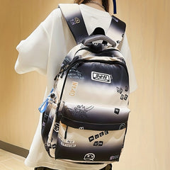 Letter Pattern Backpack Gradient Casual Women's Men's Bag
