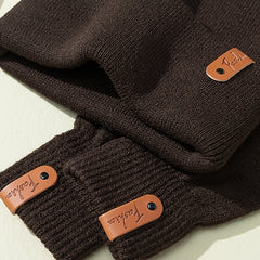 Women Winter Knit Hat Glove Set Solid Ladies Chinese Year Warm Gift