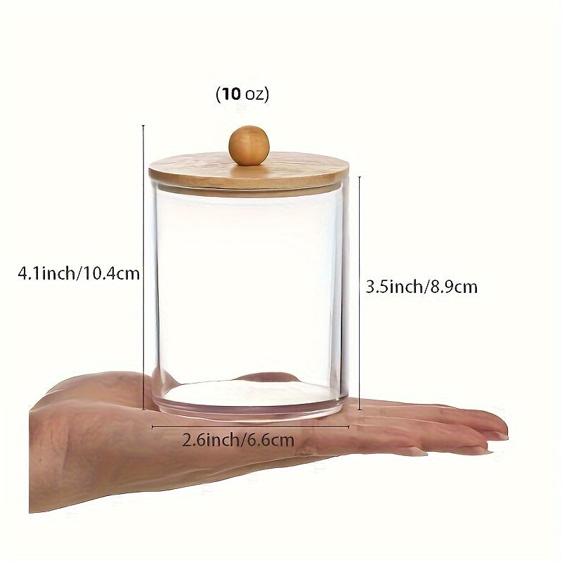 Cotton Swab Dispenser Jars With Bamboo Lids Storage Box