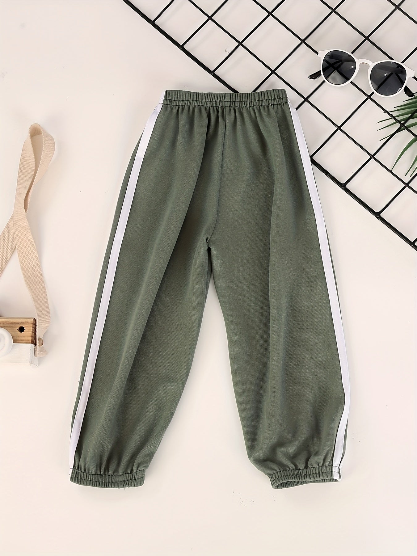 Boys Contrast Tape Sweatpants Thin Jogger Pants