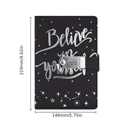 A5 PU Leather Combination Lock Notepad