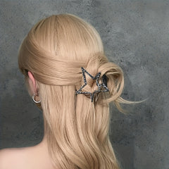 Rhinestone Pentagram Hair Clip Ponytail Metal Hair Claw