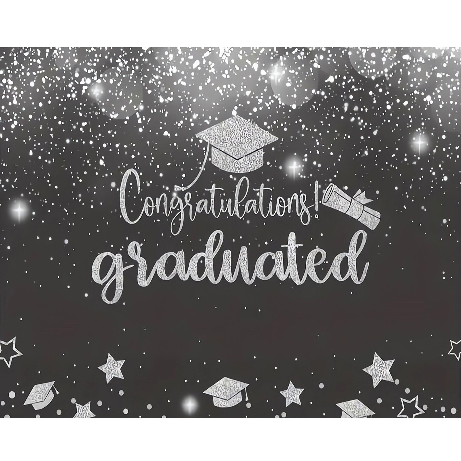 Silver Glitter Graduation Party Backdrop Photo Booth Prop