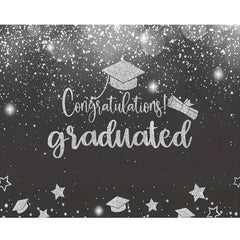 Silver Glitter Graduation Party Backdrop Photo Booth Prop