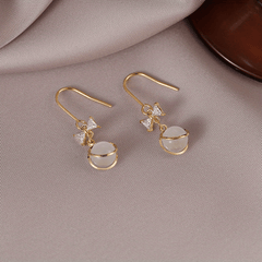 Cat Eye Stone Stud Earrings Western Style Hypoallergenic