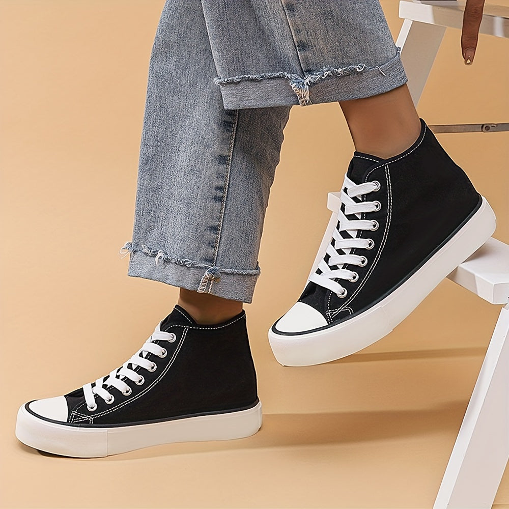 High Top Chunky Canvas Sneakers Lace Up Heighten