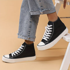 High Top Chunky Canvas Sneakers Lace Up Heighten