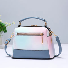 Ombre Square Crossbody Bag Zipper Women's Small PU Leather Purse