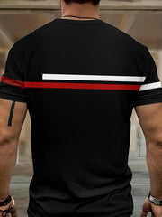 Men's Stripe 2 Piece Outfits T-shirt & Drawstring Sweatpants Set