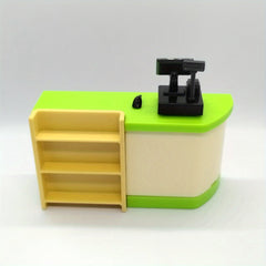2pcs Dollhouse Mini Corner Bar and Micro Cash Register Plastic Material