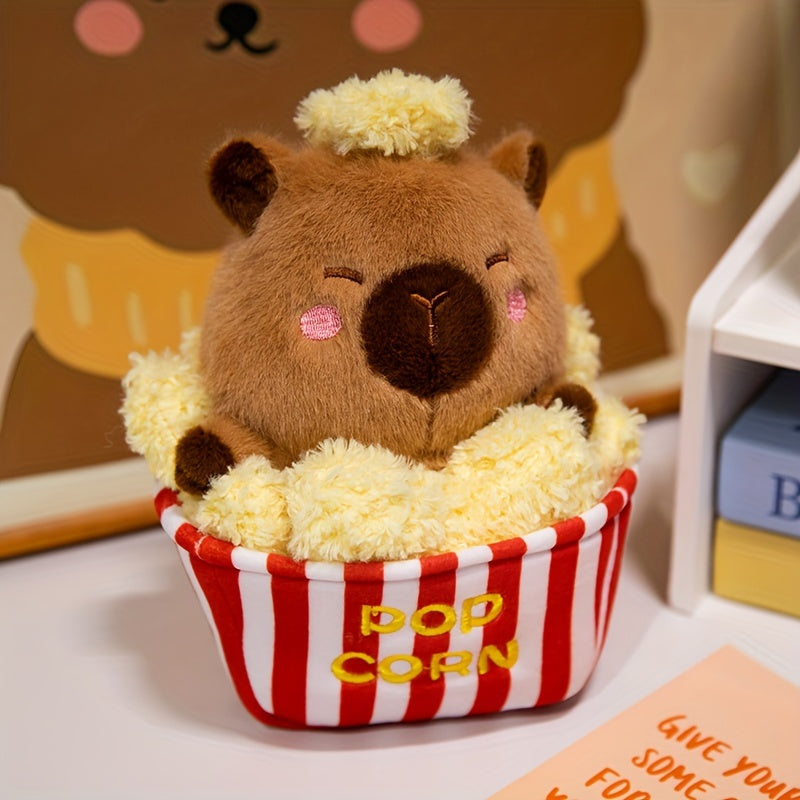 Kabala Plush Toy Stuffed Popcorn Brown Fluffy Fur Red Bucket Kids Gift