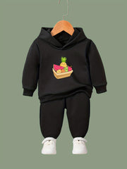 OERYUI Kids Cartoon Fruit Print Hooded Pullover Pants Set