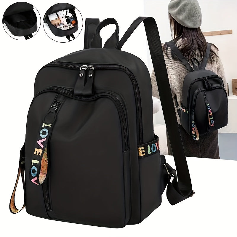 Nylon Backpack Letter Graphic School Bag Women