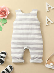 Baby Girls Striped Elephant Romper Sleeveless Soft Comfortable