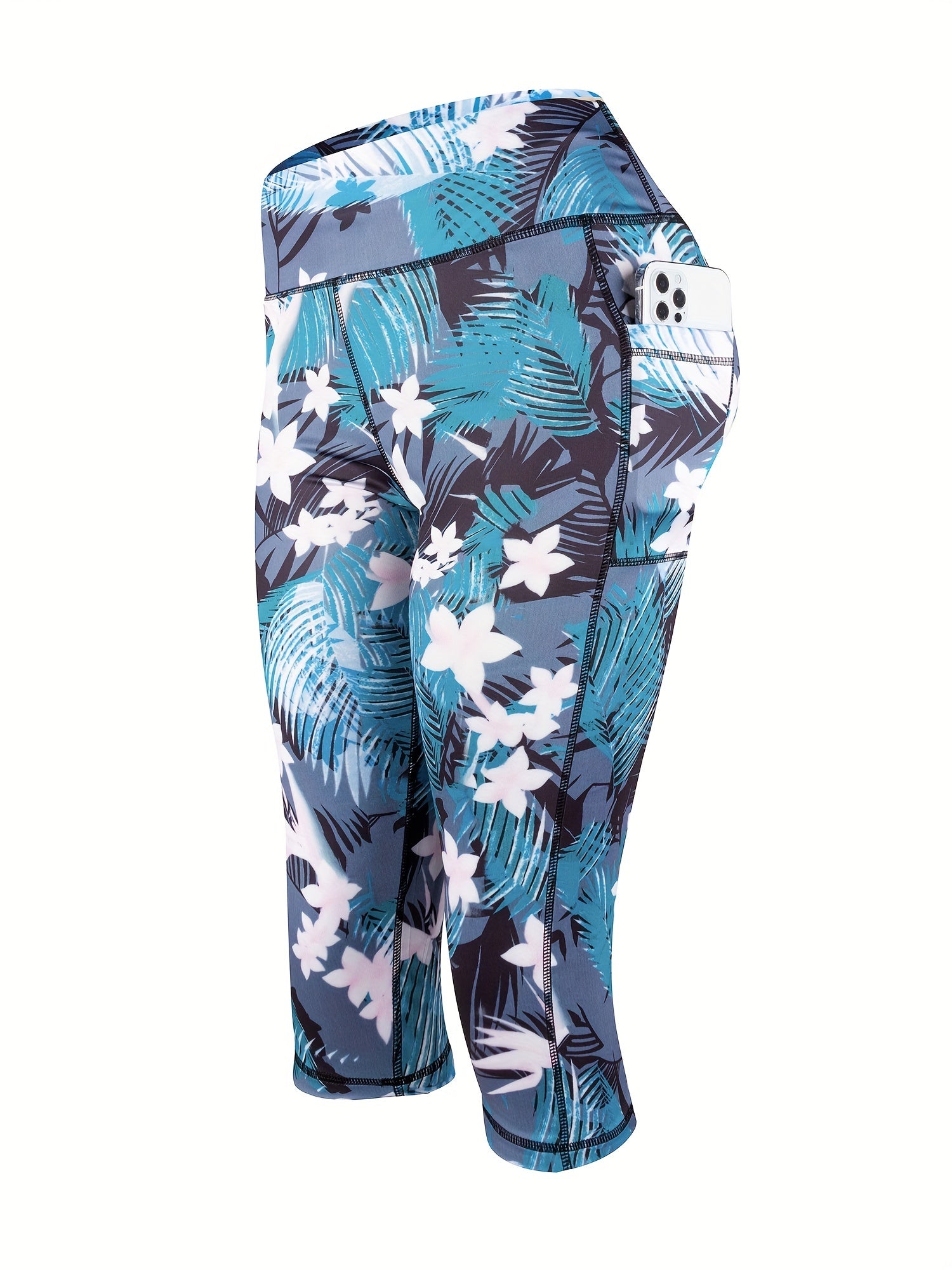 Women's Sports Fitness Yoga Leggings Stitched Cropped Pants