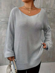  Casual Sweater Women's Solid Long Sleeve Loose Pullover Jumper