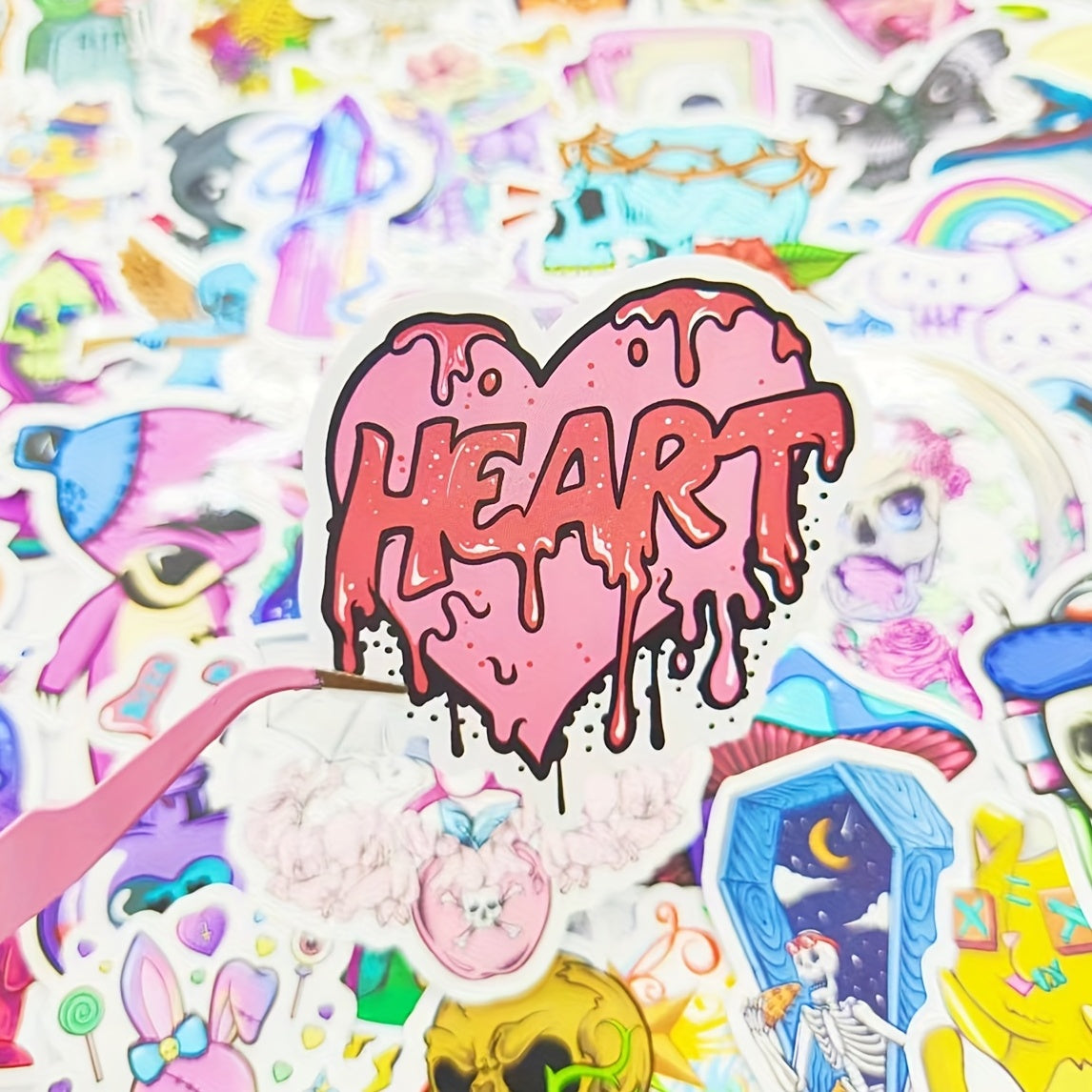 50 Pcs Pastel Goth Stickers Vinyl Waterproof Horror Decal Pack