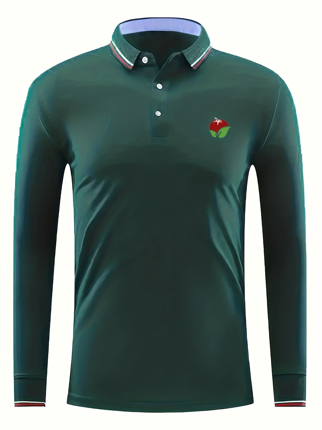 Fruit Print Men's Casual Long Sleeve Polo Shirt