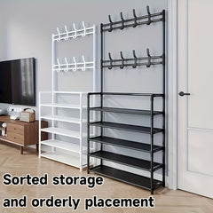 4 5 Layer Carbon Steel Coat Rack Shoe Shelf Self Assembly