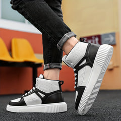 Men's High Top Skate Shoes Comfy Non Slip Lace Up Soft Sole Sneakers