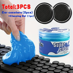 3pc Car Cleaning Gel Set with Coasters - 160g