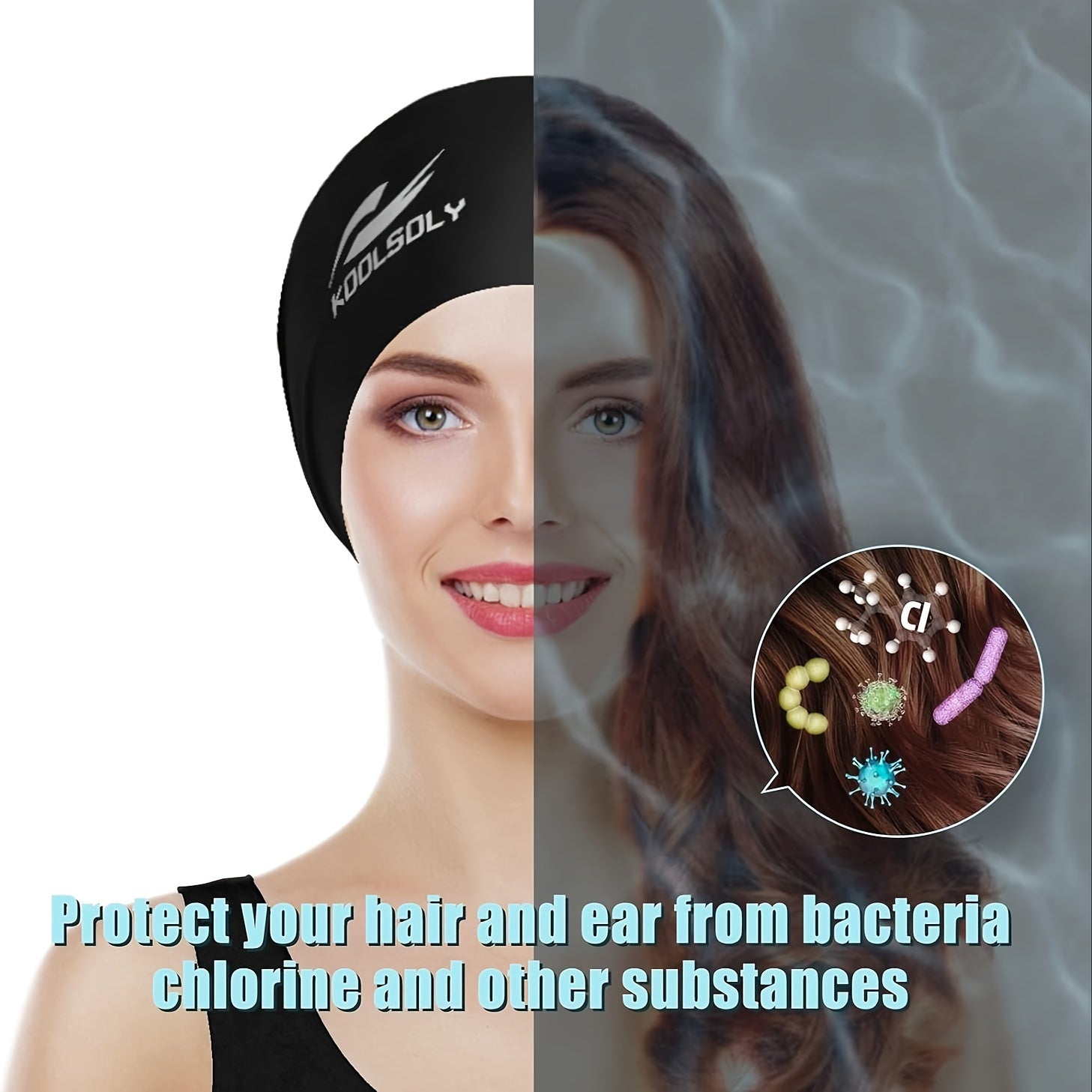 Swim Cap With Ear Protection and Nose Clip