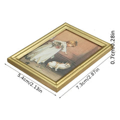 Dollhouse Mini Scene Model Accessories - Golden Frame Wall Painting