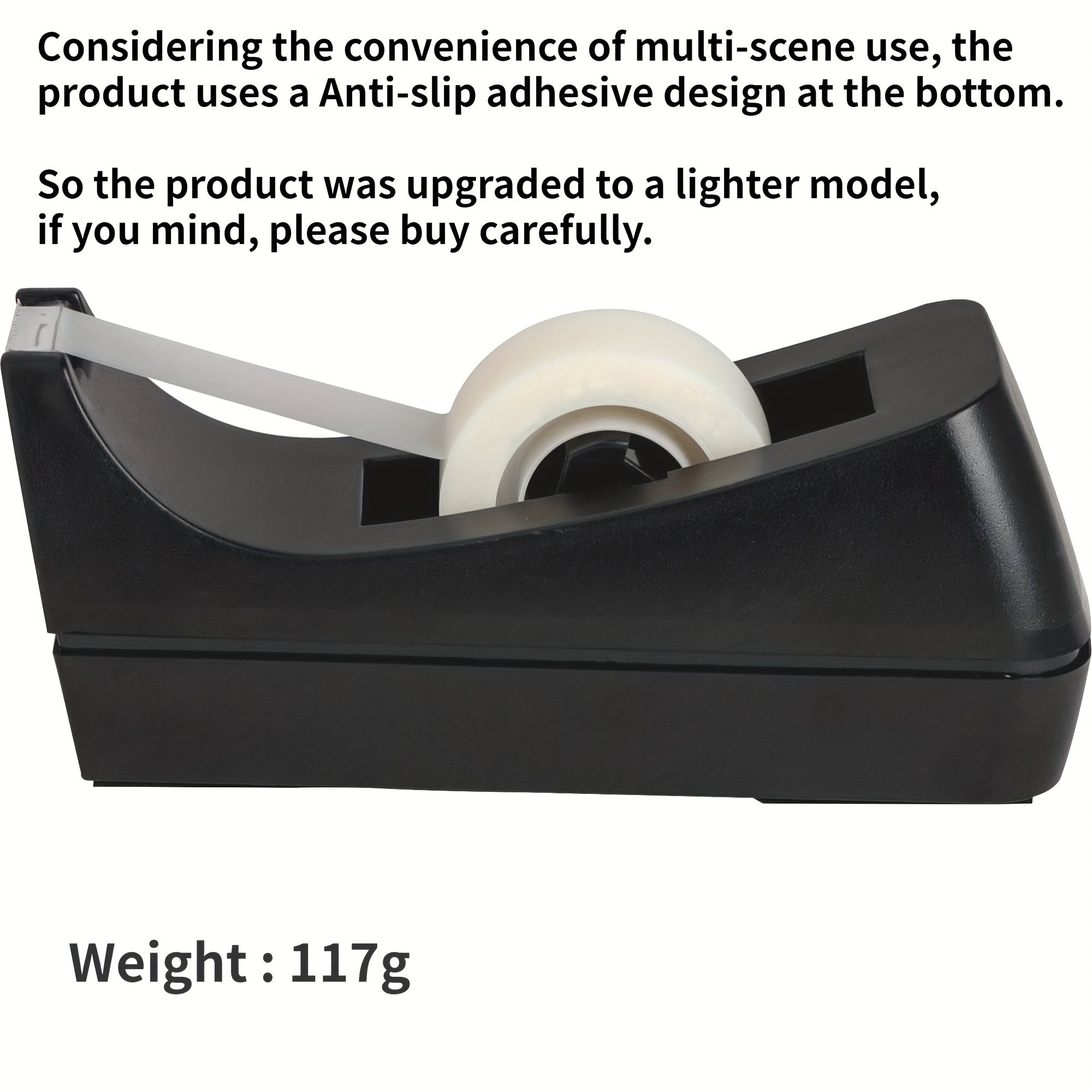 Desktop Tape Dispenser Non Skid Base & Weighted w/ 1 Roll Tape