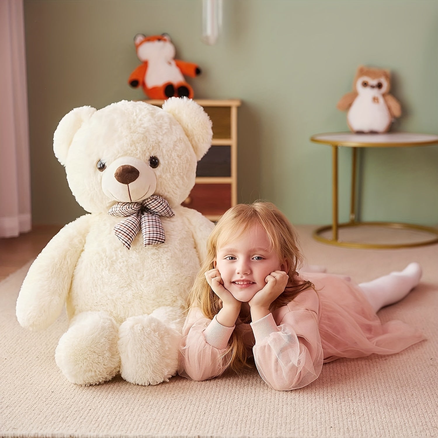 IKASA Giant Teddy Bear Plush Toy Soft Stuffed Animal for Bedroom or Gift