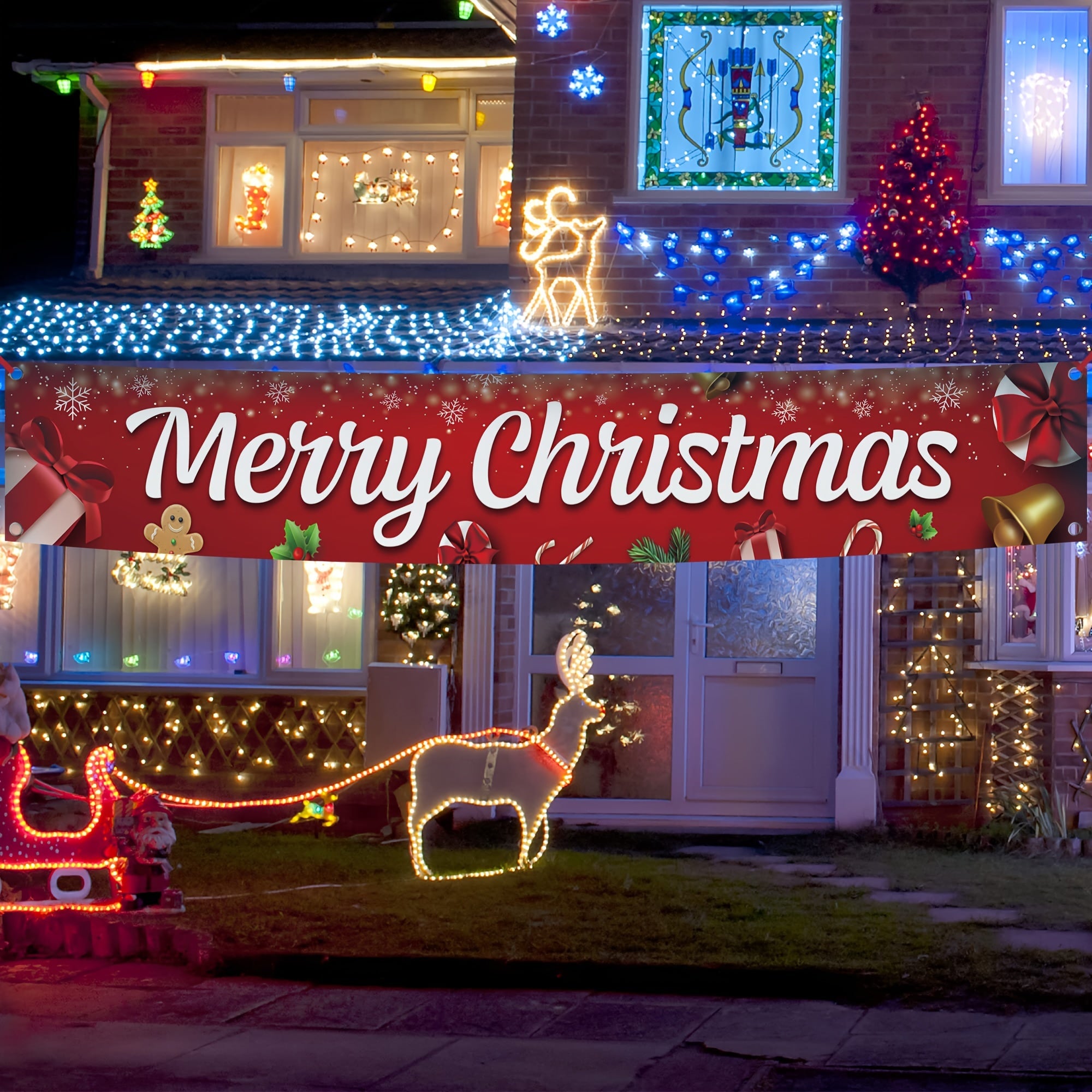 Outdoor Merry Christmas Banner 304.8x50.8 cm for Party Decorations