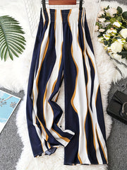 Women's Plus Striped Print Wide Leg Trousers