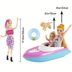 Doll Playset Outdoor Yacht Fast Boats Swim Ring Accessories Giftbox