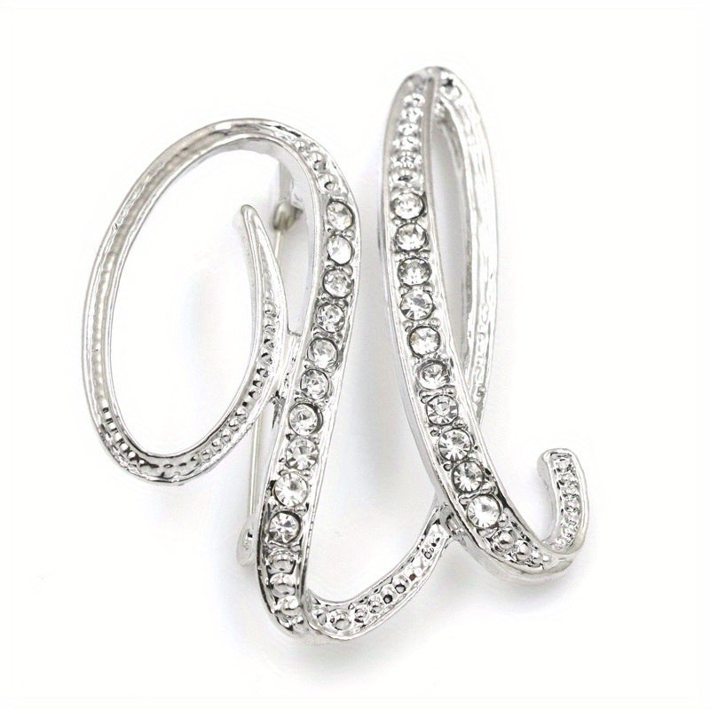 Rhinestone Letter Brooch Pin Alloy Diamond Inlaid Corsage Jewelry
