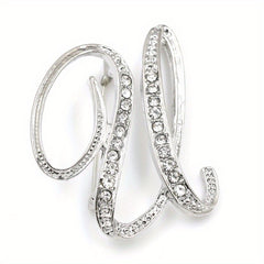 Rhinestone Letter Brooch Pin Alloy Diamond Inlaid Corsage Jewelry