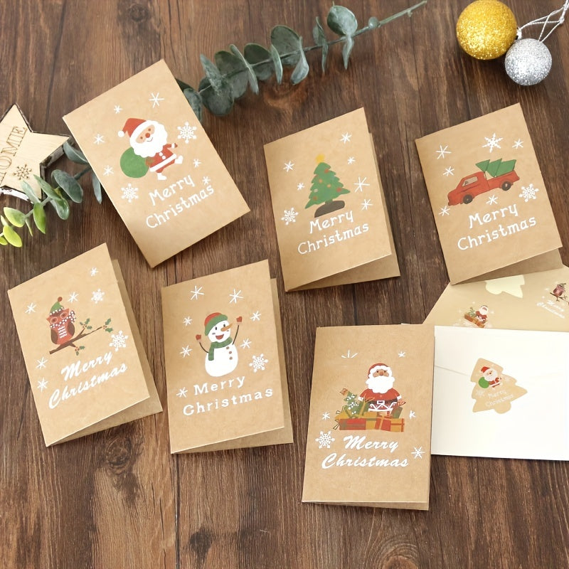 6pcs Christmas Blessing Cards with Envelope Stickers