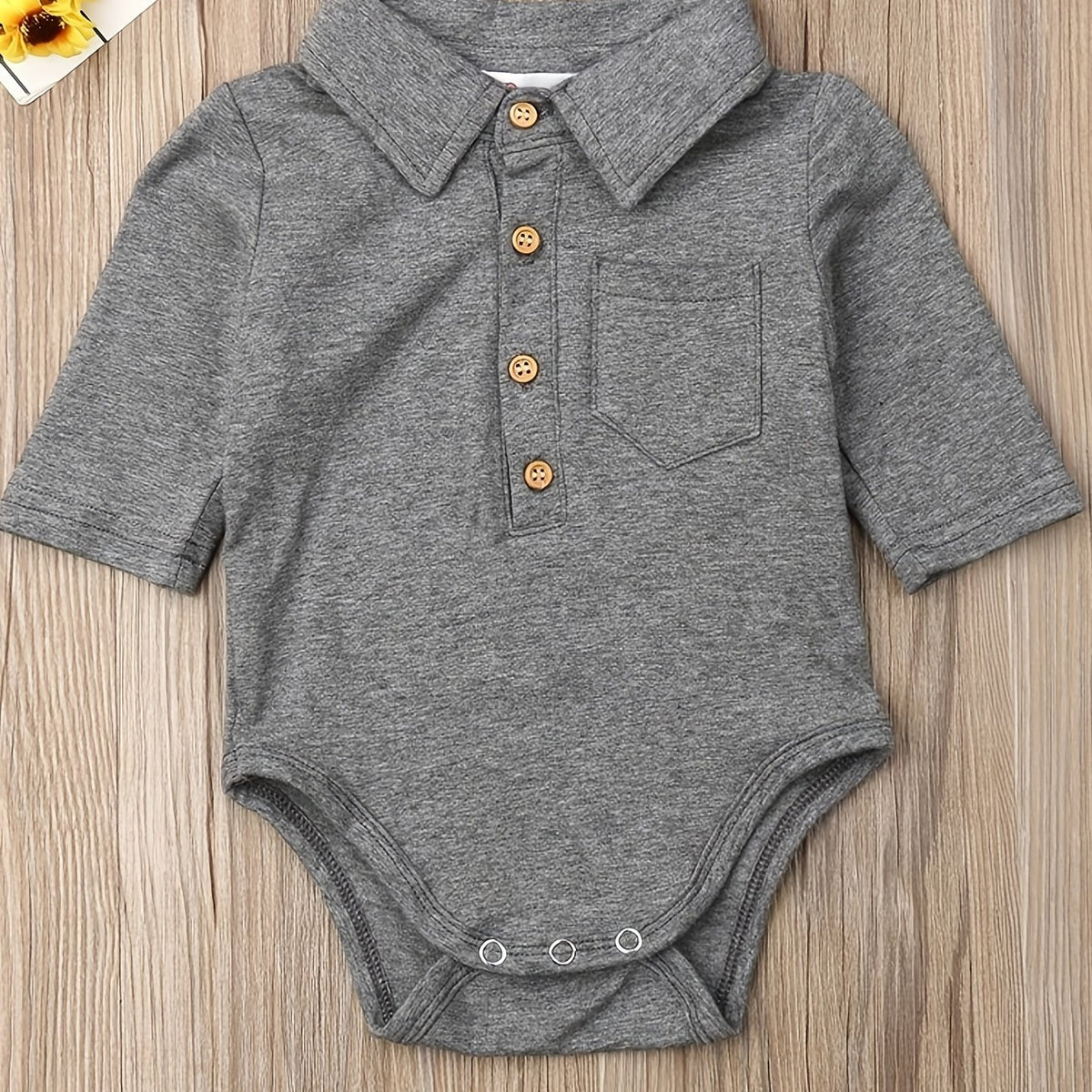 Baby Boy Romper Lapel Button Closure Front Gentleman Jumpsuit