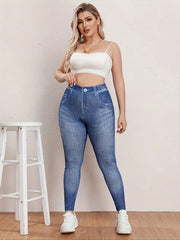  Denim Print High Waisted Leggings