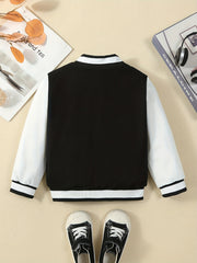 Girls' Preppy Block Varsity Jacket for Spring