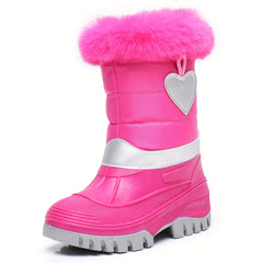 Girl's High Top Furry Snow Boots Warm Cozy Non slip Boots Plush