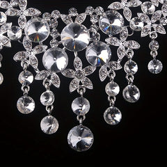 Atmospheric Bride Wedding Set Rhinestone Necklace Earrings