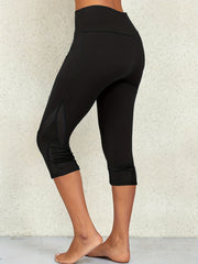 Mesh Stitching Skinny Capris Leggings Casual Crop Leggings