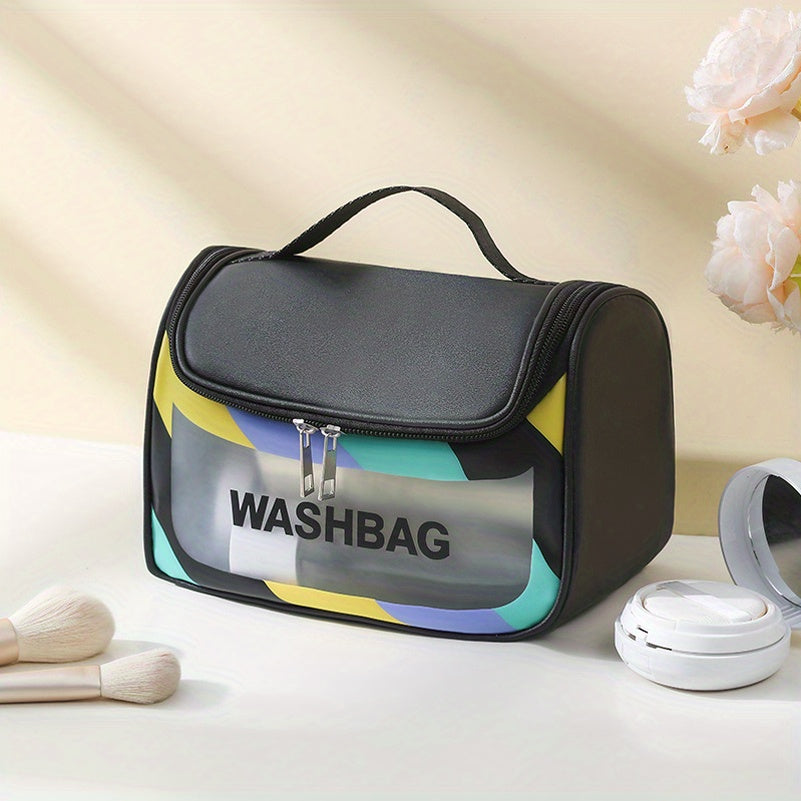 Clear Waterproof Cosmetic Bag PU Leather Makeup Organizer