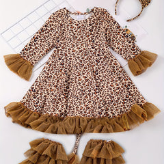 Leopard Print Ruffle Dress Halloween Costume Set