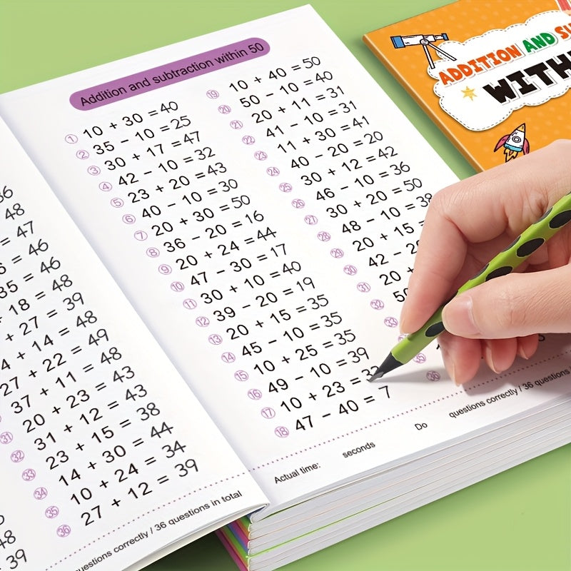 100 Math Operations Practice Books Arithmetic and Writing Skills 4pcs Set