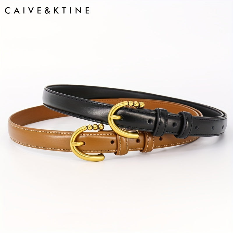 Thin Leather Belt Oval Pin Buckle Solid Jeans Pants Coat Girdle Women