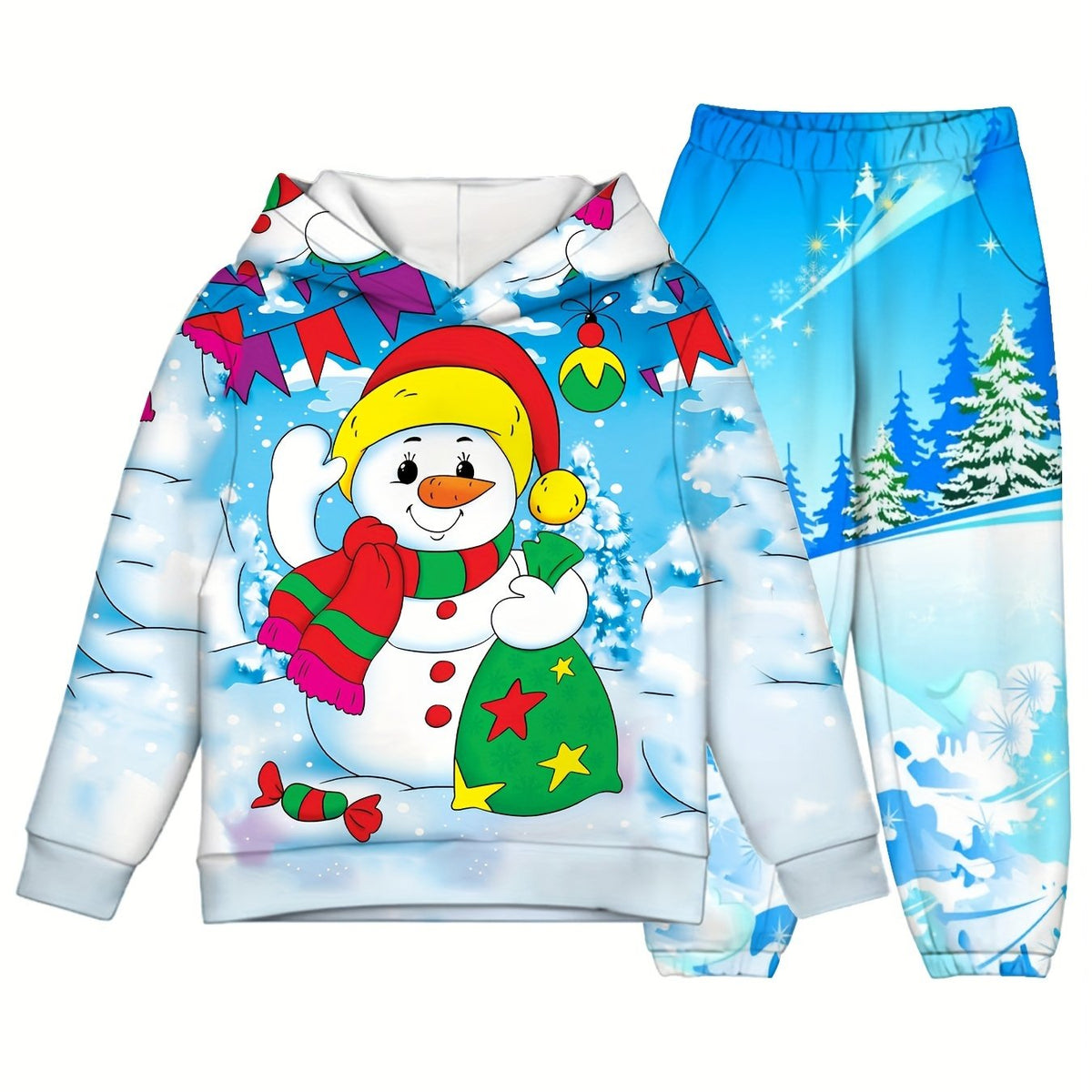 Boy's Snowman Hooded Outfit Set for Fall Winter
