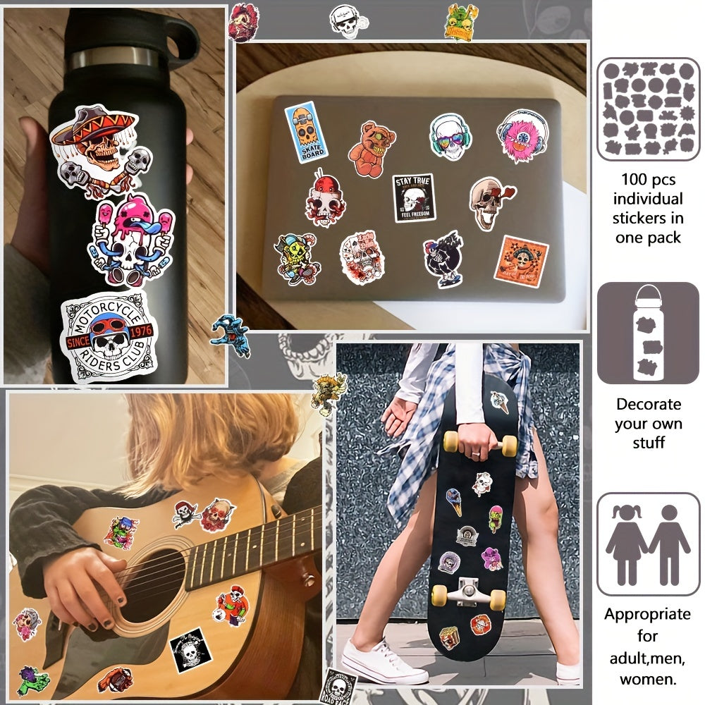 50pcs Skeleton Stickers for Laptops, Skateboards - Cool Decal Pack