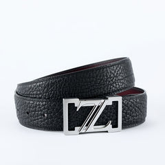 Men's Raw Cut Out Letter Buckle Belt Smooth Top Coat 304 Stainless Steel
