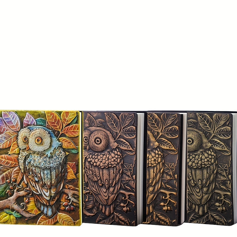 Embossed Owl Diary Notebook A5 100 Sheets Retro Style