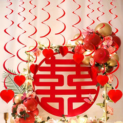 6 Pcs Red Heart Swirls for Anniversaries and Parties